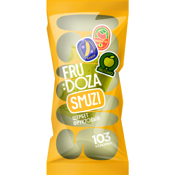 «FRUDOZA SMUZI» десерт взбитый замороженный. Щербет фруктовый манго-банан-яблоко